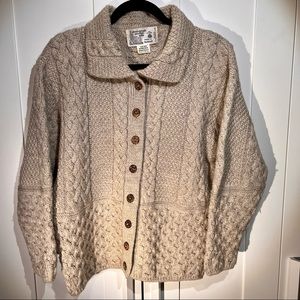 Irish Aran cardigan sweater vintage - size small